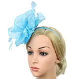 Maxbell Women Flower Fascinator Hat 1920s Gatsby Bridal Headband Cocktail Party light blue - Aladdin Shoppers