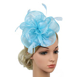 Maxbell Women Flower Fascinator Hat 1920s Gatsby Bridal Headband Cocktail Party light blue - Aladdin Shoppers