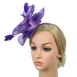 Maxbell Women Flower Fascinator Hat 1920s Gatsby Bridal Headband Cocktail Party purple - Aladdin Shoppers