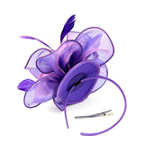 Maxbell Women Flower Fascinator Hat 1920s Gatsby Bridal Headband Cocktail Party purple - Aladdin Shoppers