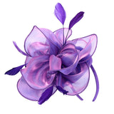 Maxbell Women Flower Fascinator Hat 1920s Gatsby Bridal Headband Cocktail Party purple