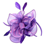 Maxbell Women Flower Fascinator Hat 1920s Gatsby Bridal Headband Cocktail Party purple - Aladdin Shoppers