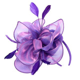 Maxbell Women Flower Fascinator Hat 1920s Gatsby Bridal Headband Cocktail Party purple - Aladdin Shoppers