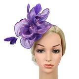 Maxbell Women Flower Fascinator Hat 1920s Gatsby Bridal Headband Cocktail Party purple - Aladdin Shoppers