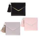 Maxbell Women Girl PU Leather Mini Tassel Wallet Coin Purse Card Holder Gray - Aladdin Shoppers
