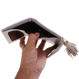 Maxbell Women Girl PU Leather Mini Tassel Wallet Coin Purse Card Holder Gray - Aladdin Shoppers