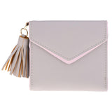 Maxbell Women Girl PU Leather Mini Tassel Wallet Coin Purse Card Holder Gray - Aladdin Shoppers