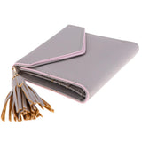 Maxbell Women Girl PU Leather Mini Tassel Wallet Coin Purse Card Holder Gray - Aladdin Shoppers