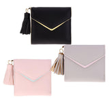 Maxbell Women Girl PU Leather Mini Tassel Wallet Coin Purse Card Holder Gray - Aladdin Shoppers