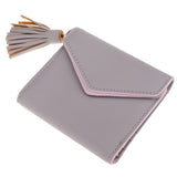 Maxbell Women Girl PU Leather Mini Tassel Wallet Coin Purse Card Holder Gray - Aladdin Shoppers