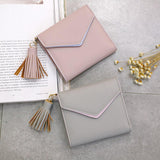 Maxbell Women Girl PU Leather Mini Tassel Wallet Coin Purse Card Holder Gray - Aladdin Shoppers
