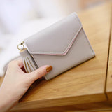 Maxbell Women Girl PU Leather Mini Tassel Wallet Coin Purse Card Holder Gray - Aladdin Shoppers
