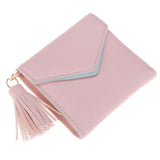 Maxbell Women Girl PU Leather Mini Tassel Wallet Coin Purse Card Holder Gray - Aladdin Shoppers
