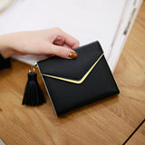 Maxbell Women Girl PU Leather Mini Tassel Wallet Coin Purse Card Holder Gray - Aladdin Shoppers