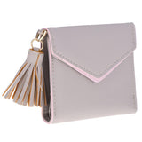 Maxbell Women Girl PU Leather Mini Tassel Wallet Coin Purse Card Holder Gray - Aladdin Shoppers