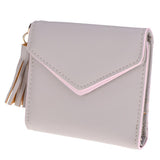 Maxbell Women Girl PU Leather Mini Tassel Wallet Coin Purse Card Holder Gray - Aladdin Shoppers