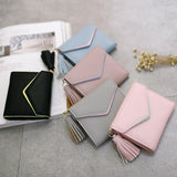 Maxbell Women Girl PU Leather Mini Tassel Wallet Coin Purse Card Holder Gray - Aladdin Shoppers