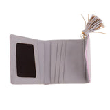 Maxbell Women Girl PU Leather Mini Tassel Wallet Coin Purse Card Holder Gray - Aladdin Shoppers