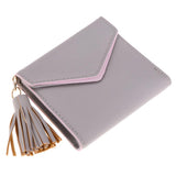 Maxbell Women Girl PU Leather Mini Tassel Wallet Coin Purse Card Holder Gray - Aladdin Shoppers