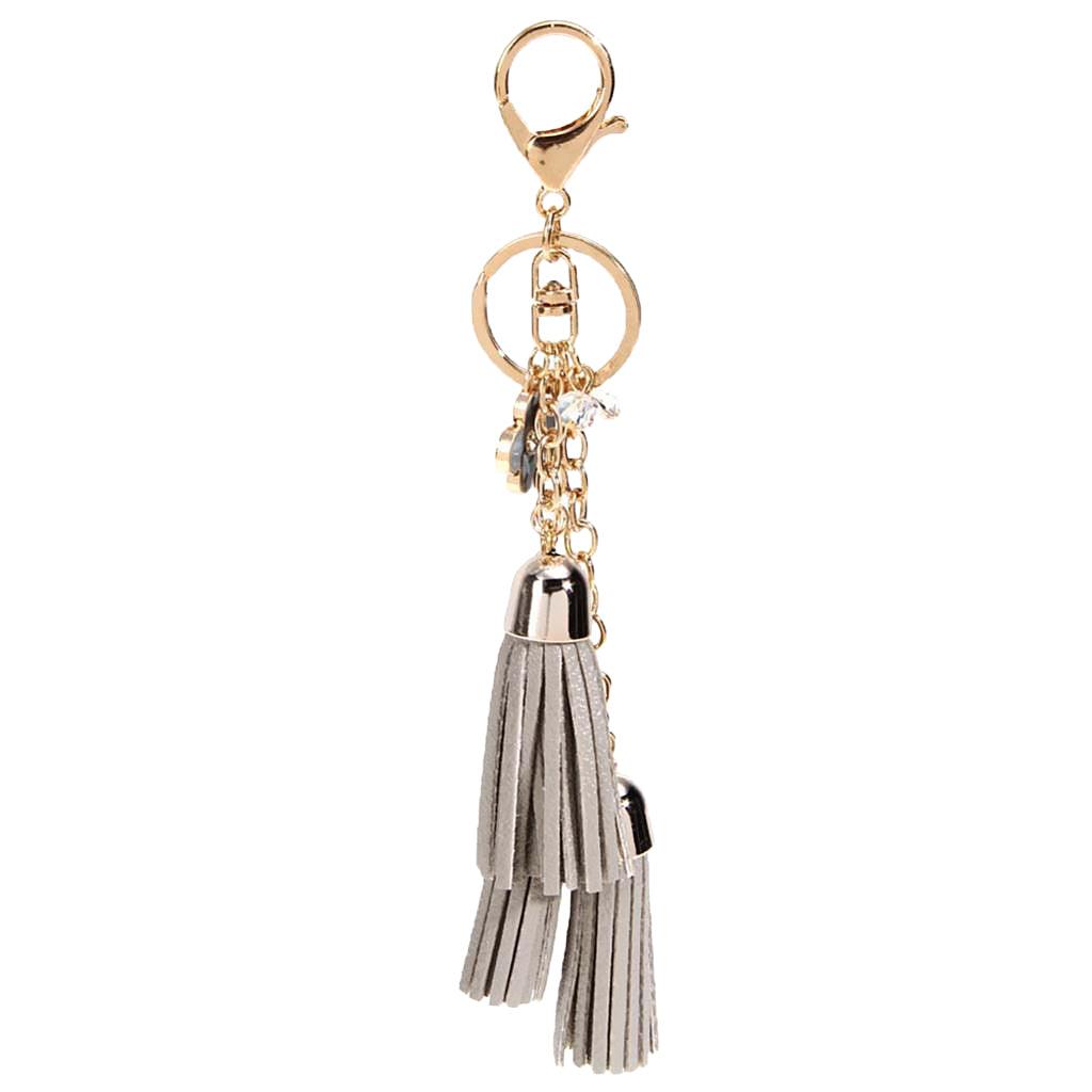 Maxbell Women Girls Kids Tassel Key Chain Car Key Ring Accessory Bag Decor Pendant Gray - Aladdin Shoppers