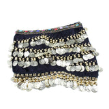 Maxbell Women's Triangular Belly Dance Belt Hip Scarf Wrap Skirt with Gold Coins Black - Aladdin Shoppers