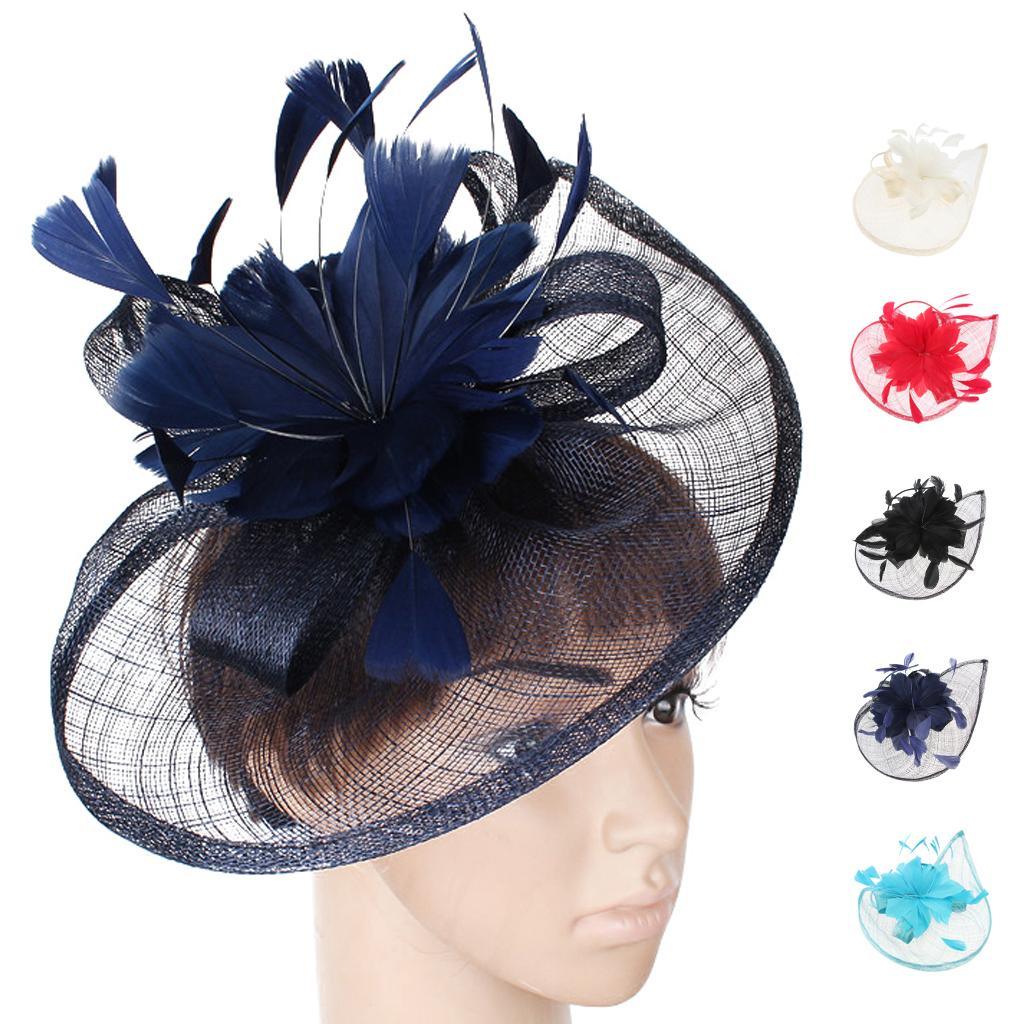 Maxbell Women's Vintage Flower Feather Mesh Net Fascinator Hair Clip Hat Party Black - Aladdin Shoppers