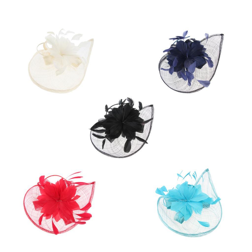 Maxbell Women's Vintage Flower Feather Mesh Net Fascinator Hair Clip Hat Party Black - Aladdin Shoppers