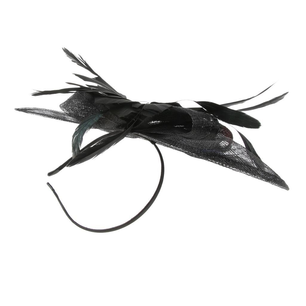 Maxbell Women's Vintage Flower Feather Mesh Net Fascinator Hair Clip Hat Party Black - Aladdin Shoppers
