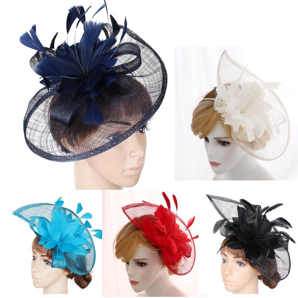 Maxbell Women's Vintage Flower Feather Mesh Net Fascinator Hair Clip Hat Party Black - Aladdin Shoppers