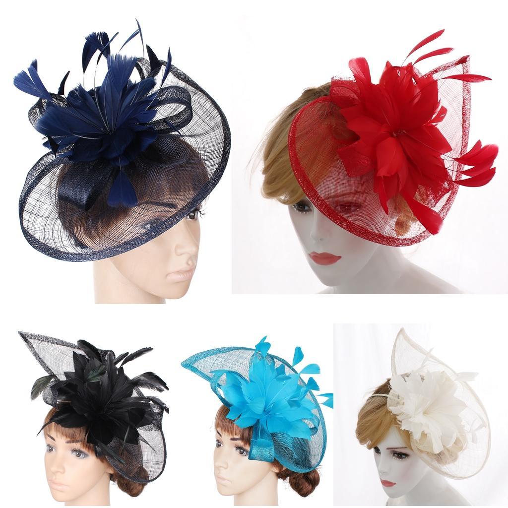 Maxbell Women's Vintage Flower Feather Mesh Net Fascinator Hair Clip Hat Party Black - Aladdin Shoppers