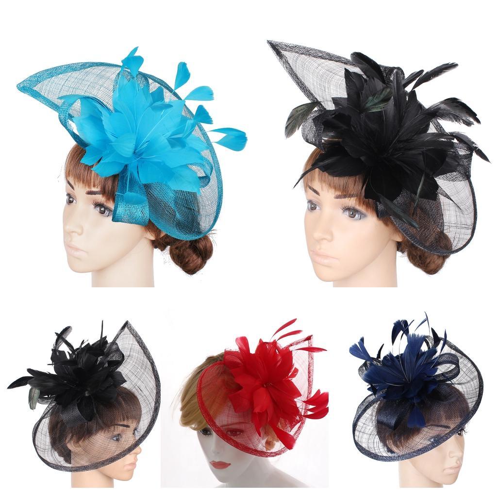 Maxbell Women's Vintage Flower Feather Mesh Net Fascinator Hair Clip Hat Party Black - Aladdin Shoppers