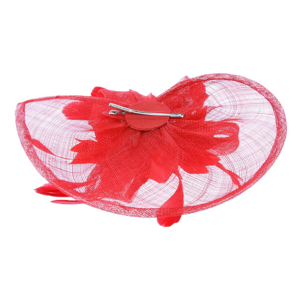 Maxbell Women's Vintage Flower Feather Mesh Net Fascinator Hair Clip Hat Party Red - Aladdin Shoppers