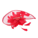 Maxbell Women's Vintage Flower Feather Mesh Net Fascinator Hair Clip Hat Party Red - Aladdin Shoppers