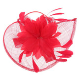 Maxbell Women's Vintage Flower Feather Mesh Net Fascinator Hair Clip Hat Party Red - Aladdin Shoppers