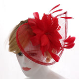 Maxbell Women's Vintage Flower Feather Mesh Net Fascinator Hair Clip Hat Party Red - Aladdin Shoppers