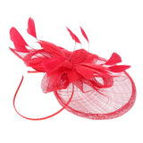 Maxbell Women's Vintage Flower Feather Mesh Net Fascinator Hair Clip Hat Party Red - Aladdin Shoppers