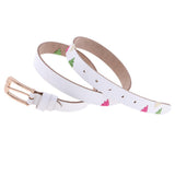 Maxbell Women's Waistband PU Leather Thin Skinny Belt Pin Buckle Waist Belt White - Aladdin Shoppers
