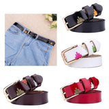 Maxbell Women's Waistband PU Leather Thin Skinny Belt Pin Buckle Waist Belt White - Aladdin Shoppers