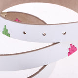 Maxbell Women's Waistband PU Leather Thin Skinny Belt Pin Buckle Waist Belt White