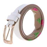 Maxbell Women's Waistband PU Leather Thin Skinny Belt Pin Buckle Waist Belt White - Aladdin Shoppers