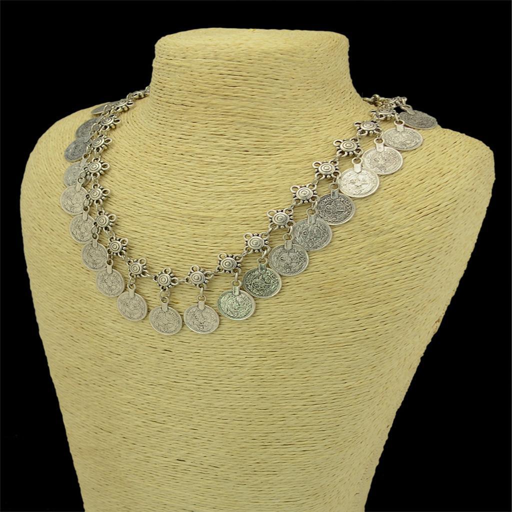 Maxbell Women Vintage Boho Coins Pendant Statement Jewelry Choker Bib Necklace Chain - Aladdin Shoppers