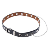 Maxbell Womens Punk Hollow Leather Waist Belt for Jeans Pants with Metal Chain Black - Aladdin Shoppers