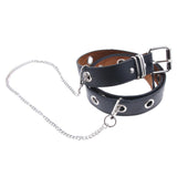 Maxbell Womens Punk Hollow Leather Waist Belt for Jeans Pants with Metal Chain Black - Aladdin Shoppers