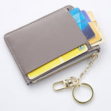 Maxbell Womens Slim Leather Card Holder Front Pocket Wallet Change Purse keychain Gray - Aladdin Shoppers