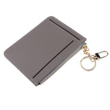 Maxbell Womens Slim Leather Card Holder Front Pocket Wallet Change Purse keychain Gray - Aladdin Shoppers