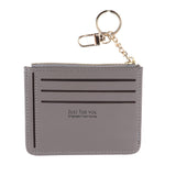 Maxbell Womens Slim Leather Card Holder Front Pocket Wallet Change Purse keychain Gray - Aladdin Shoppers