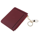 Maxbell Womens Slim Leather Card Holder Front Pocket Wallet Change Purse keychain Wine Red - Aladdin Shoppers