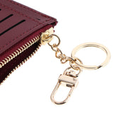 Maxbell Womens Slim Leather Card Holder Front Pocket Wallet Change Purse keychain Wine Red - Aladdin Shoppers