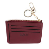 Maxbell Womens Slim Leather Card Holder Front Pocket Wallet Change Purse keychain Wine Red - Aladdin Shoppers