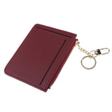 Maxbell Womens Slim Leather Card Holder Front Pocket Wallet Change Purse keychain Wine Red - Aladdin Shoppers